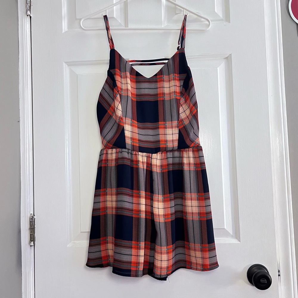 Copper Key Plaid Romper